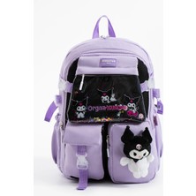 Kingston Hill Kuromi Kawaii Kore Tarzı Aksesuarlı Çok Bölmeli Çocuk Okul Çantası