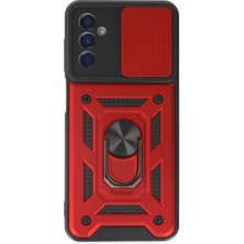 Vintessy Samsung Galaxy A04S Kılıf Pars Lens Yüzüklü Silikon - Kırmızı