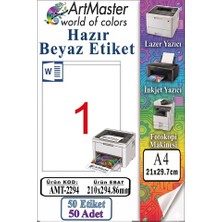 ArtMaster A4 Hazır Beyaz Etiket 210X294.86MM 50 Sayfa 1 Paket Kendinden Yapışkanlı Fotokopi Lazer Inkjet Kağıdı Yazıcılar Için