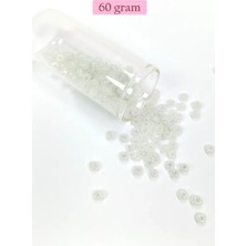 Ethab Ticaret Dökme Cam Kum Boncuk Büyük Boy (6/0) 4 mm - 60 Gram - Inci Beyaz - BNC117