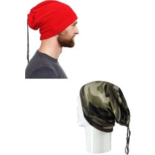 Ethab Ticaret 2 Adet Polar Ipli Bere ve Boyunluk Kırmızı Kamuflaj