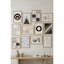 Tontilika 12 Parça Modern Geometrik Minimal 2 Renk Seçenekli Çerçeve Görünümlü Tablo Seti