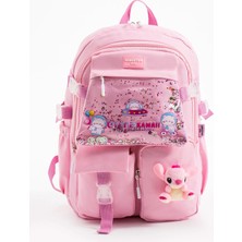 Kingston Hill Stitch Kawaii Kore Tarzı Aksesuarlı Çok Bölmeli Çocuk Okul Çantası