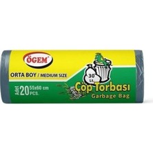 Ethab Ticaret Orta Boy Çöp Torbası 55 x 60 cm 20 Li Rulo x 5 Paket = 100 Adet (Mi)