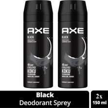 Ethab Ticaret 2 Adet Axe Erkek Deodorant & Bodyspray Black 48 Saat Etkileyici Koku Vücut Spreyi 150 ml