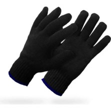 Ethab Ticaret Orta Kalın Siyah Sıcak Tutan Yün Kışlık Kadın Erkek Eldiven Unisex 1 Çift