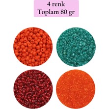 Ethab Ticaret Dökme Cam Kum Boncuk (11/0) 2 mm - 4 Renk - Toplam 80 Gram -  BNC402