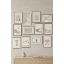 Tontilika 12 Parça Modern Architectural Line Art 2 Renk Seçenekli Çerçeve Görünümlü Tablo Seti