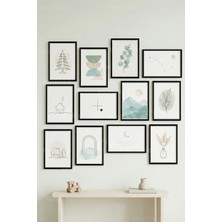 Tontilika 12 Parça Minimal Doğa Temalı Dekoratif Çerçeve Görünümlü Tablo Seti