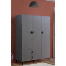 Hermobi Ay 3 Kapılı 2 Çekmeceli Gardırop