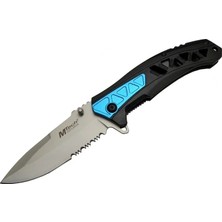 İsmiyle Al Mtech 4193 Mavi Kamp Çakı 21CM - Yarı Otomatik, Kemerlikli, Testere Detaylı, Desenli Sap
