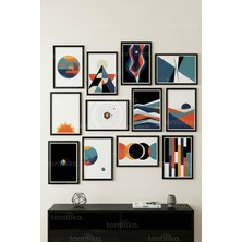Tontilika 12 Parça Modern Soyut Geometrik 2 Renk Seçenekli Dekoratif Çerçeve Görünümlü Tablo Seti