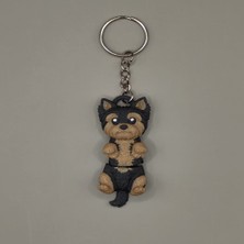 Brand House Yorkshire Terrier Köpek Anahtarlık 3D Flexi Çok Renkli Sevimli Çanta Süsü Bag Charm Hediyelik