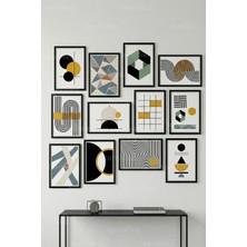 Tontilika 12 Parça Modern Geometrik 2 Renk Seçenekli Dekoratif Çerçeve Görünümlü Tablo Seti