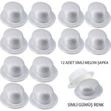 Zero Land Muratech Gümüş Renk Simli Melon Yuvarlak Parti Şapkası 12 Adet