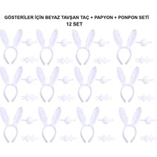 Zero Land Muratech Beyaz Tşan Kostüm Seti – Taç, Papyon, Kuyruk (12’li Paket)
