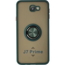 Vintessy Samsung Galaxy J7 Prime Kılıf Montreal Yüzüklü Silikon Kapak - Yeşil