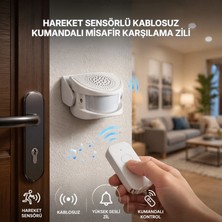 Multizone Hareket Sensörlü Kablosuz Kapı Zili Alarmı Kumandalı Karşılama Güvenlik Sistemi