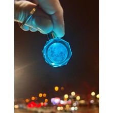 Renkli Işıklı Kristal Cam Dolunay Figürlü Modern Çanta ve Anahtarlık Süsü
