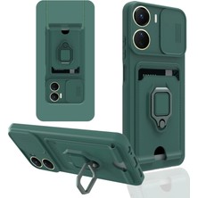 Vintessy Vivo Y16 Kılıf Zuma Kartvizitli Yüzüklü Silikon - Yeşil