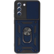 Vintessy Samsung Galaxy S21 Fe Kılıf Pars Lens Yüzüklü Silikon - Lacivert