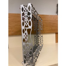 Plus Home Tepsi Dekoratif Dikdörtgen Model Döküm Pirinç Füme Aynalı Renk Mat Gümüş Boyut 40X30 cm