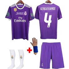 R.madridd 2017 Cardiff Şampiyonlar Ligi Sergio Ramos Çocuk Forması 4lü (Armalı Set)