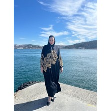 MYMİSİY Mymisiy Dubai Ipeği Şallı Pul Payetli Abaya Ferace Standart Beden 42-48