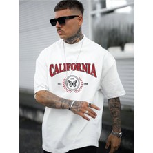 ENSUENO Unisex Kırmızı California Yazılı Tshirt