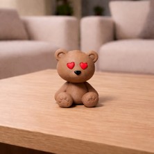 Modela Sevimli Aşk Ayıcığı Figürü | Kalp Gözlü Teddy | Hediye & Masa Dekoru
