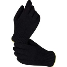 Ethab Ticaret Orta Kalın Siyah Sıcak Tutan Yün Kışlık Kadın Erkek Eldiven Unisex 1 Çift