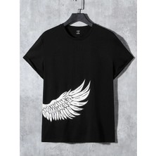 ENSUENO Unisex Yaprak Baskılı Tshirt