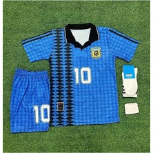 Arjantin 2023/24 Yeni Sezon Lionel Messi Ikonik Çocuk Forması Şort Çorap Bileklik 4'lü Set