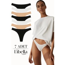 Libella İç Giyim Libella Iç Giyim Libella Iç Giyim Kadın Siyah Beyaz Ten Renkli Tanga Külot Pamuklu Likralı Esnek Konforlu String Model 7'li Paket