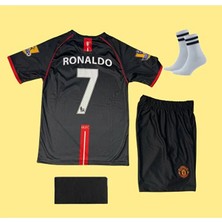 Manchester United Ronaldo 2008 Siyah Futbol Çocuk Forması 4'lü Set