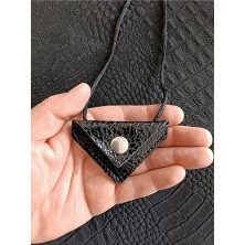 VİP GİFT Kayı Üçgen Cevşen Dualı Kolye Muska Hakiki Deri Parlak Deri