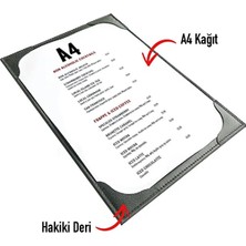 VİP GİFT Deri Menü Kabı Yemek Menüsü Restaurant Cafe Otel Menü A4 Siyah