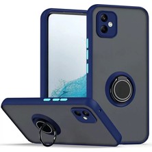 Newface Samsung Galaxy A06 Kılıf Montreal Yüzüklü Silikon Kapak - Lacivert