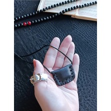 VİP GİFT Mini Cevşen Dualı Kolye Muska Hakiki Deri El Yapımı Dörtgen