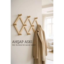 Nacario Mey Ithalat® Ahşap Akordeon Duvar Askısı - Dekoratif, Çok Amaçlı, 10 Kancalı Akıllı Askılık 722371