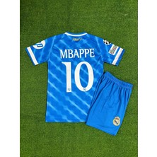 Real Madrid 2025/26 Yeni Sezon Kylian Mbappe Alternatif Çocuk Forması  ( Blue)-10