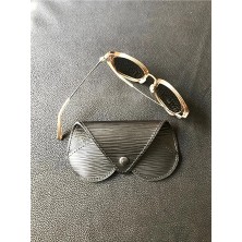 VİP GİFT Gözlük Kılıfı Gözlük Kabı Hakiki Deri Turuncu Çıtçıtlı