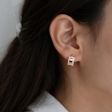 Gmn Collection Taşlı Altın Kaplama Ving Model Ithal Halka Küpe