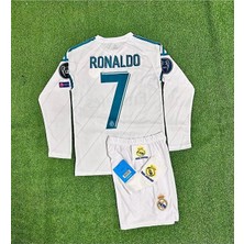 R.madridd Cristiano Ronaldo Kiev Uzun Kol Şampiyonlar Ligi Finali Çocuk Forması 4'lü (Armalı)