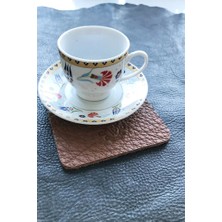 VİP GİFT Coaster Kare Bardak Altlığı Hakiki Deri Kahverengi ( 1 Adet )