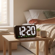 Keyfim Shop Modern LED Dijital Alarm Saat – Büyük Ekranlı, Gün Göstergeli, Şık Masaüstü Saat