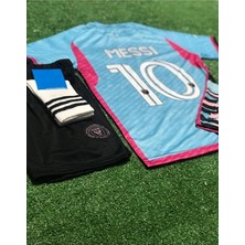 Miami 2023/24 Yeni Sezon Lionel Messi Çocuk Forması Şort Çorap 3'lü Set (Blue-Black)