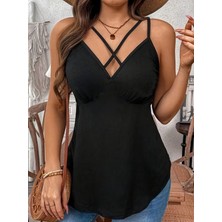 Kadın Önden Çapraz Askılı Uzun Vıskon Bluz