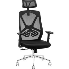 Pivotto Ari Siyah Fileli Yönetici Koltuğu l Ofis Koltuğu l Hareketli Kol ve Başlık