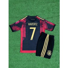 Almanya 2022 Dünya Kupası Kai Havertz Deplasman Çocuk Forması (Blackred)